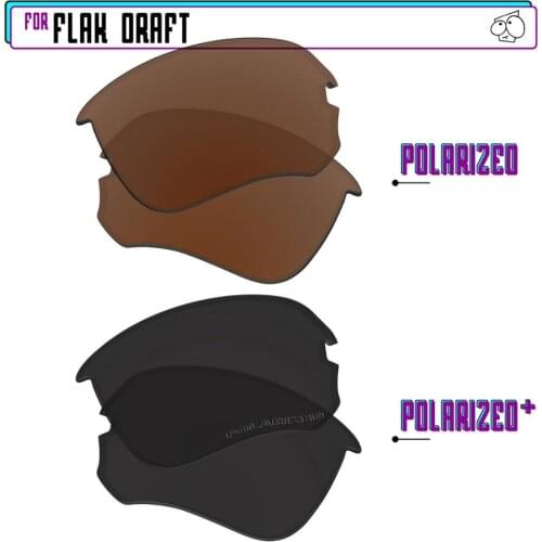 EZReplace Polarized Replacement Lenses for - Oakley Flak Draft Sunglasses - Black P Plus-Brown P