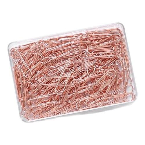 100/120pcs Boxed Rose Gold Paper Clips Creative Metal Bookmark Office Stationery Stationery