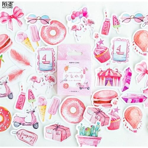 Pink Teenage Girl Series Sticker Lable Stickers For Diary Scrapbooking Decoration Paper Stickers Handmade Children Gifts Crafts