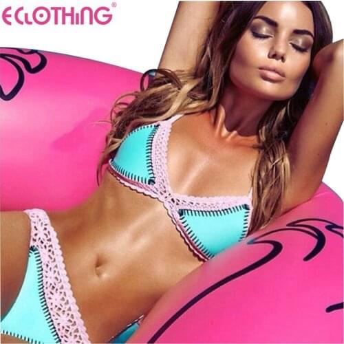 Sexy girls Bikini Crocheted Neoprene Female Lace biquini Brazilian women bikini Swimwear Set Swimsuit Beach Bathing