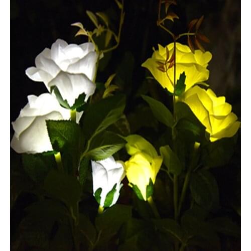 Solar Led Light Outdoor 3LED White Rose Flower Garden Ground Lamp Waterproof Decorative Lamp Lawn Night Lights IP65
