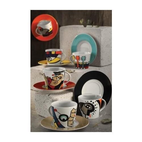 Turkish coffee glass mugs stylish decorated 6 pieces set with gift box