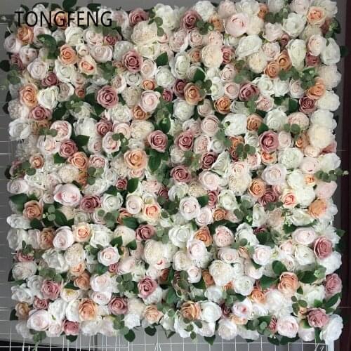 TONGFENG 8pcs/lot Mixcolor Wedding 3D flower wall flower runner wedding Artificial silk rose peony wedding backdrop decoration