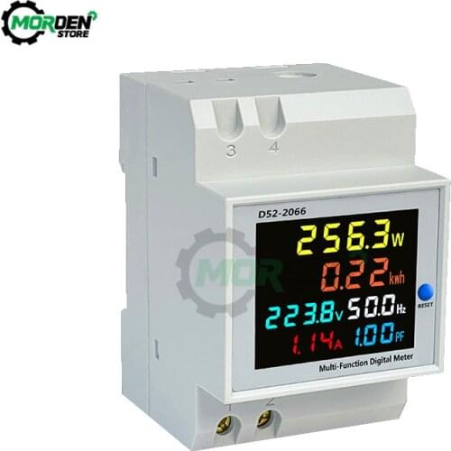 Din Rail Wattmeter LCD Single-Phase AC40-300V AC250-45 100A Voltmeter Voltage Current Power Factor Energy Meter Amp Monitor AC