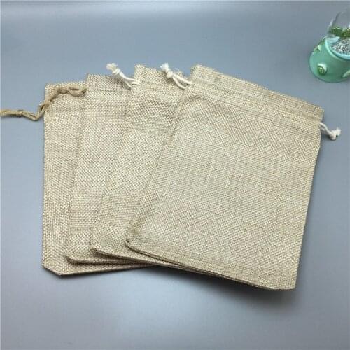 Vintage Natural Gift Jute Bags Burlap Hessia Wedding Party Favor Pouch Birthday Supplies Drawstrings Gift Candy Bags
