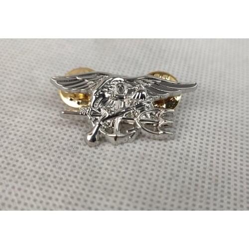 US NAVY SEAL EAGLE ANCHOR TRIDENT MINI MEDAL UNIFORM INSIGNIA BADGE PIN silver