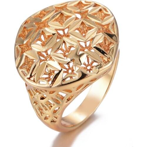 Wando Flower Ring for Women/Teenage Girls Gold Color Engagement Jewelry India/African/Ethiopian/Arab Items