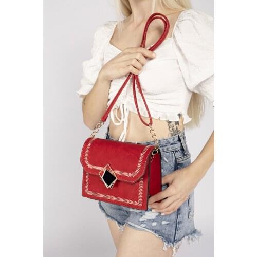 Hot Red Women Flap Embroidered Cross Bag Stylish Design Quality Product Useful Luxury Bag Model 2021 Trend Style Fashion Pleasant Ladies Bag Model Chain Shoulder Strap Fashion Designer