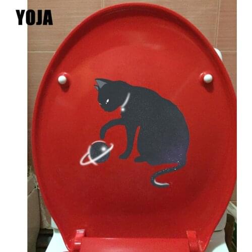YOJA 24*24CM Dream Sky Cat Funny Toilet Decor Stickers Cartoon Art Wall Decal T1-0060