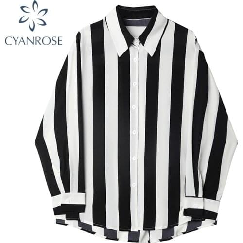 Summer Korean Loose Classic Stripe Shirts Womens Thin 2021 Streetwear Casual All-Matching Long Sleeve Sunscreen Blouse Female