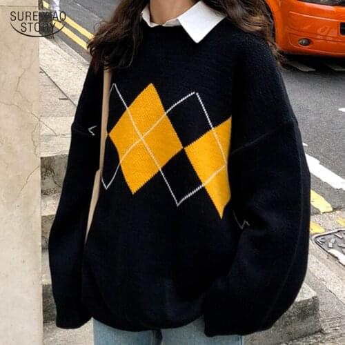 2021 Winter Loose Casual Sweater Women Autumn Oversized Pullover Knitted Sweater Korean Fashion Women Jumper Sueter Mujer 17184