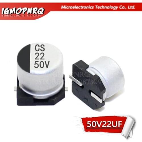 10PCS Electrolytic capacitor 50V22UF 6.3*5.4mm SMD aluminum electrolytic capacitor 22uf 50v