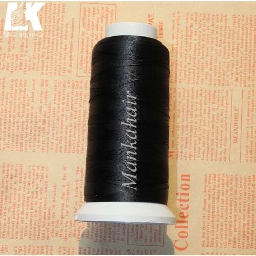 2 Rolls Black Nylon Weaving Thread For Hair Extensions 1500 Meters Weave Thread