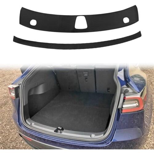 2Pcs Car PU Leather Trunk Door Guard Strips Sill Plate Protector Rear Bumper Guard Trim Cover Strip for Tesla Model Y