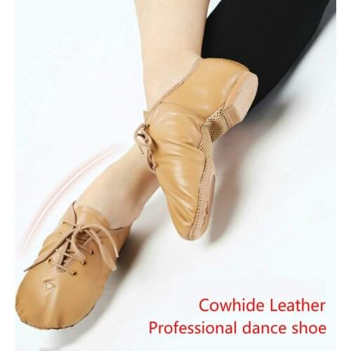 2018 High Quality Childrens Dance Practise Shoes Cowhide Breathable Split Sole Jazz Shoe Ballet Dancing Sneakers For Boys Girls