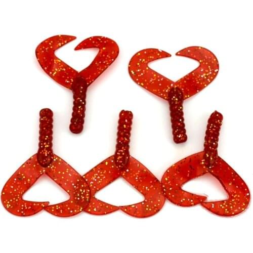 HENGJIA 50pcs noctilucent grub worm soft plastic fishing lures double tails bass peche fishing baits pike pesca fishing tackle