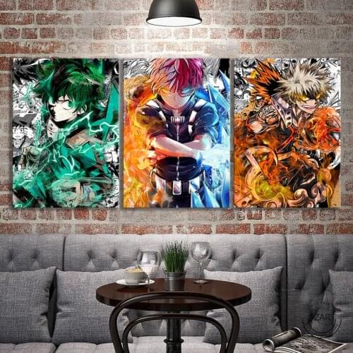 5d Diamond Painting Triptych My Hero Academia Anime Handmade crafts DIY Diamond Embroidery Mosaic Rhinestone Picture