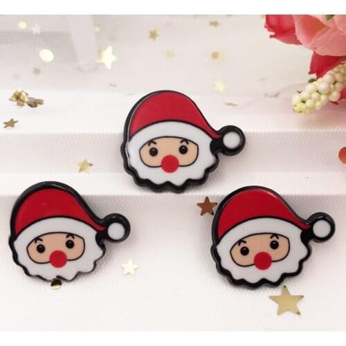 8Pcs Kawaii Colorful Santas Head Flat Back Acrylic Sheet Miniature Pattern Scrapbook Christmas Decor DIY Craft Supplies SF793