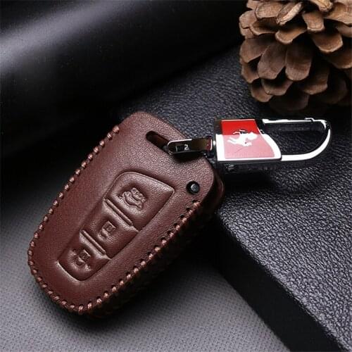 Real Leather Car Accessories Key Case Cover For Hyundai IX20 IX35 I40 I30 I20 I10 Hb20 Veloster Creta Tucson Solaris Kona Sonata