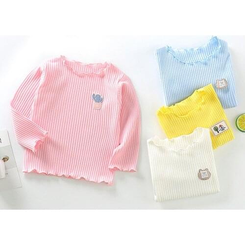 Children Long Sleeve Solid Color Blouse New Spring Autumn Girl Casual T-shirt Toddler Kids Clothing