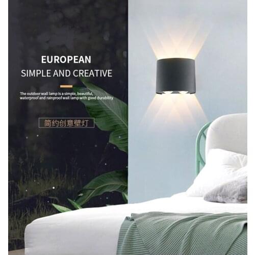 European balcony outdoor aluminum alloy wall lamp upper and lower luminous double head irradiation waterproof and dustproof