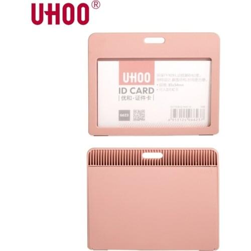 UHOO 6623 Horizontal Name Tag ID Card Holder Waterproof Name Tag Neck Badge Holder for Bus Card School Card ID Card Cover Sleeve