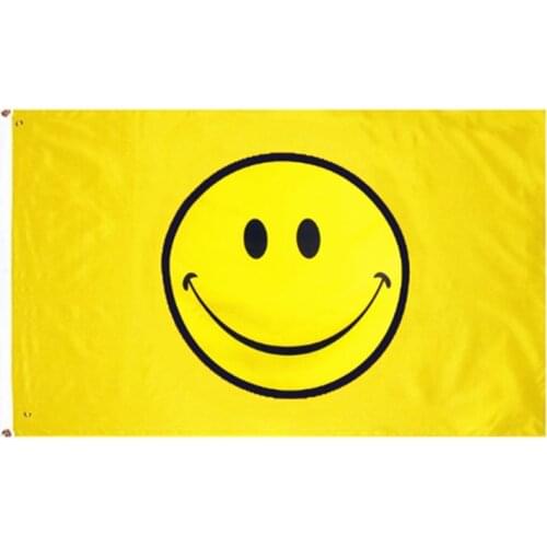 Hot Sales12 style high quality flags 90x150cm parade flag 3x5ft poly Happy Face Smiley yellow Flag C2