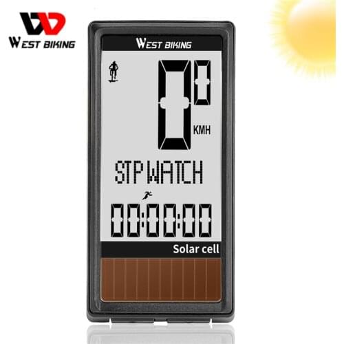 WEST BIKING Bicycle Computer Wireless Cycle Computer Solar Powered 5 Languages Wireless Bike Odometer Stopwatch Speedometer
