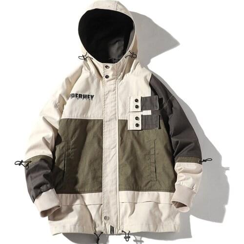 Techwear Hooded Patchwork Pockets Men Autumn Winter Hip Hop Jackets Outerwear Coats Male Loose Casual Work Overcoat Cardigan Top