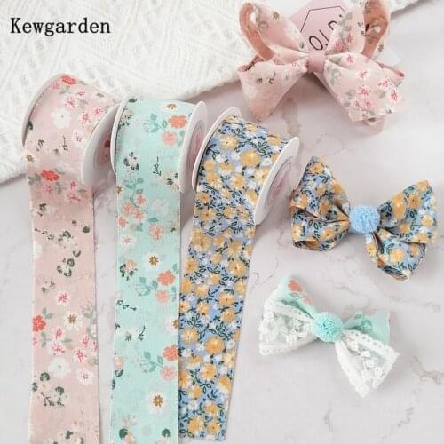 Kewgarden Floral Chiffon Ribbons Fabric 1" 1.5" 25mm 38mm 10mm Handmade Sewing Flower Tape DIY Hairbow Accessories 10 Yards