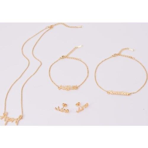 DUOYING Fashion Women Custom Neckalce Set Personalise Name Necklaces Set Stainless Steel Letter Necklace Christmas Gift For Girl