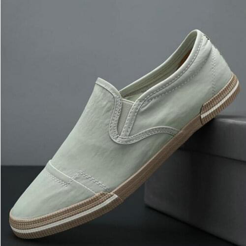 Mens Shoes Casual Canvas Shoes Mens Loafers Moccasins Breathable Slip on Black Driving Shoes Men A23-22