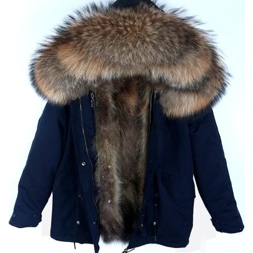 Men Winter Jacket Real Raccoon Fur Hooded Coat Real Fur ParkaNature Raccoon Fur Lining Jackets Man Real Fur Coat