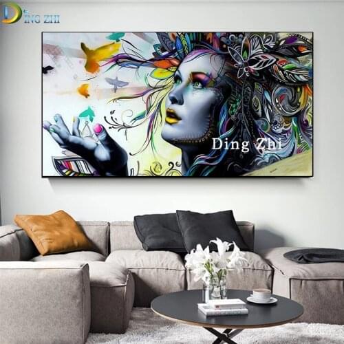 Diamond Painting Set Abstract Flower Woman Diy Mosaic Full Square Round Drill 5D Cross Stitch Diamond Embroidery Portrait Decor