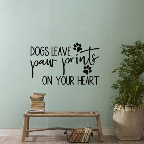 Dog Wall Decal Dogs Leave Footprint On Your Heart Quote Pet Wall sticker Quote Dog Lover Gift Paw Print vinyl DIY Decals G348