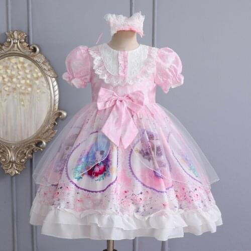 LZH New Childrens Dressses For Girls Spain Lolita Dress Lace Bow Party Princess Dress Kids Drama Performance Costume Ball Gowns