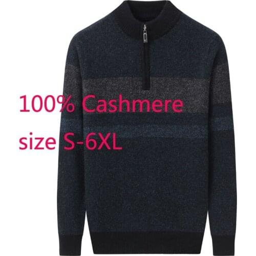 New Arrival Men Half High Zipper Collar Warm Large Thickened Autumn And Winter Pullovers 100% Cashmere Sweater Plus Size S-6XL