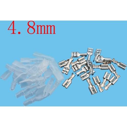 20/50Pairs 4.8mm Female Spade Crimp Terminals Wire Connectors Crimp Terminal with Insulating Sleeve for 18-16AWG 0.75-2.5mm2