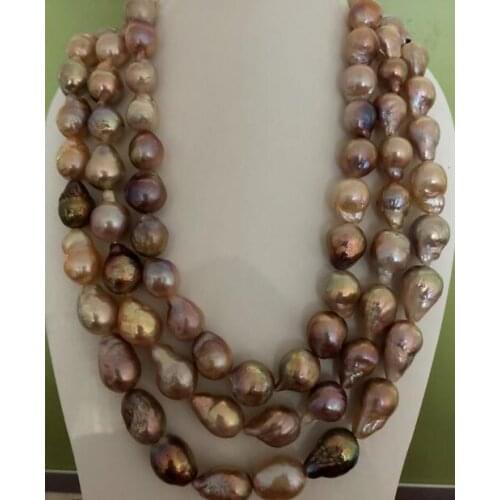 Huge single strands 12-15mm many colours pearl necklace 48inch