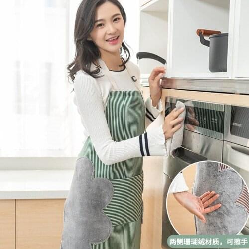 Thick Apron Kitchen Oil-proof Waterproof Side Towels Overalls Adult Home Cooking Apron For Women Men