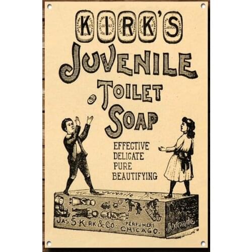 Kirks Juvenile Toilet Soap Tin Sign,Barber Shop Sign, Metal Sign, Barbershop Signs, Vintage Style, Barber Shop Sign