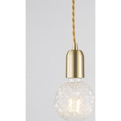 Nordic Loft Style Pure Copper Droplight Vintage LED Pendant Light Fixtures Creative Glass Pineapple Hanging Lamp Home Lighting