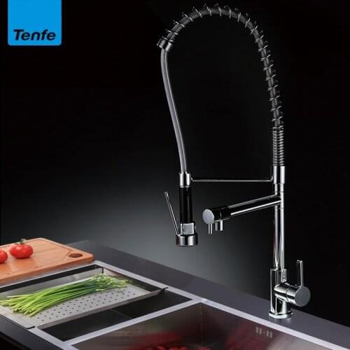All copper hot and cold water faucet pull-out kitchen faucet separable water-rotating
