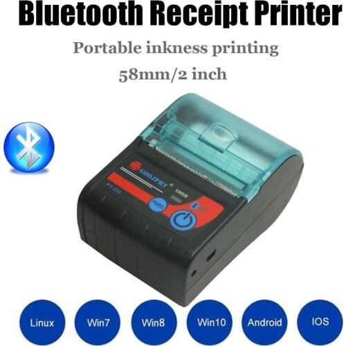 Portable Mini 58mm Bluetooth Wireless Thermal Receipt Ticket Printer Mobile Phone Bill Machine Shop Printer for Store