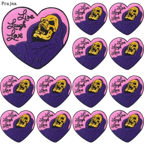 Prajna 10 PCS Punk Skull Patch Iron On Embroiderd Patches For Clothing Punk Patches Skeleton Badges For Clothes Iron on Patches