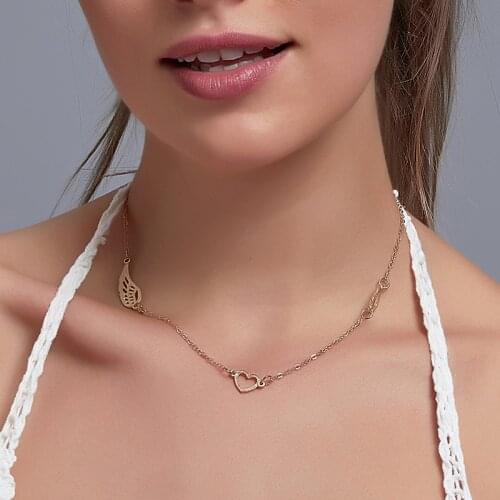 Simple Heart Wings Pendant Necklaces Minimalist Charm Gold Clavicle Chains Numbers 8 Necklace for Women Female Jewelry Gifts