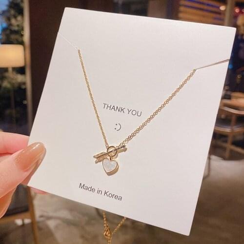 Romantic Heart Lock Pendant Stainless Steel Gold Women Necklace Temperament Metal Texture Choker Necklace 2021