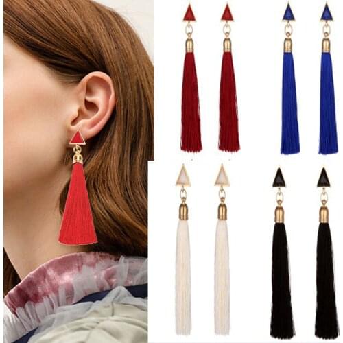 European fashion Bohemian earrings earring geometric triangle tassel long stud hot style accessories dangle earrings for women