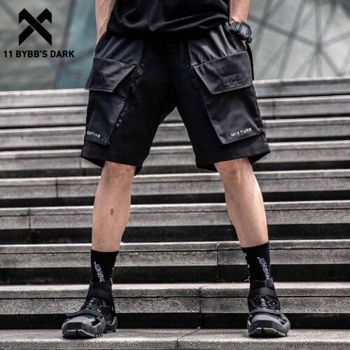11 BYBBS DARK 2021 Dark Functional Cargo Joggers Shorts Men Streetwear Letter Print Short Elastic Waist Nylon Baggy Shorts Pant