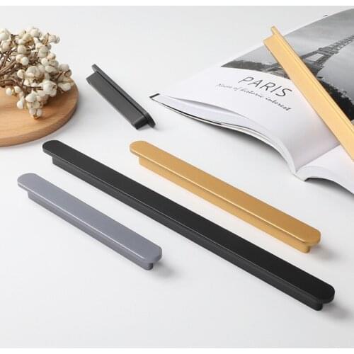 LISM Modern Minimalist Cabinet Handles Wardrobe Door Drawer Bookcase Cabinet Handle Black Surface Mounted Gold Cabinet Hardware